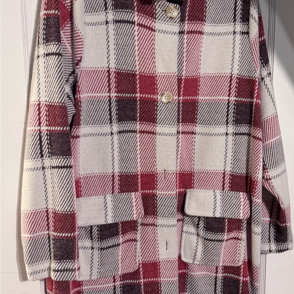 Maurices Red and Black Plaid Cardigan